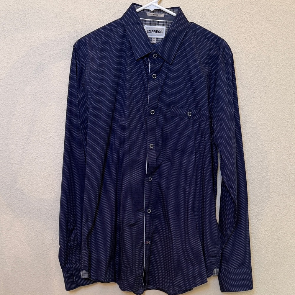 Express Men's Fitted Collared Button-Down Shirt Size Large 16-16 1/2